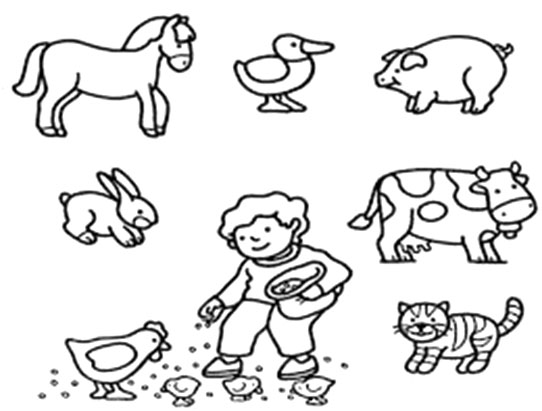 English Writing Worksheet - Coloring Picture Animals
