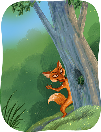 Short Stories - The hungry fox who got caught in the tree trunk