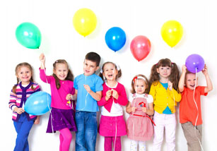 happy children with balloons