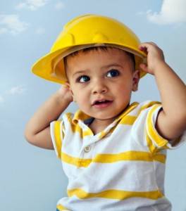 boy wearing hard hat