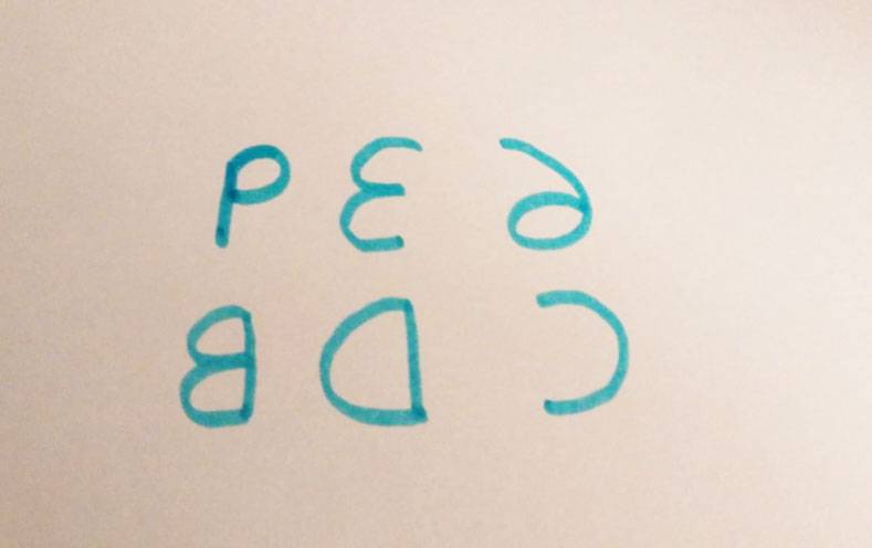 Alphabet and numbers on reverse order