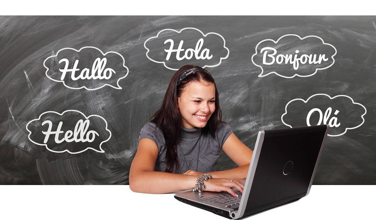 Girl using laptop computer