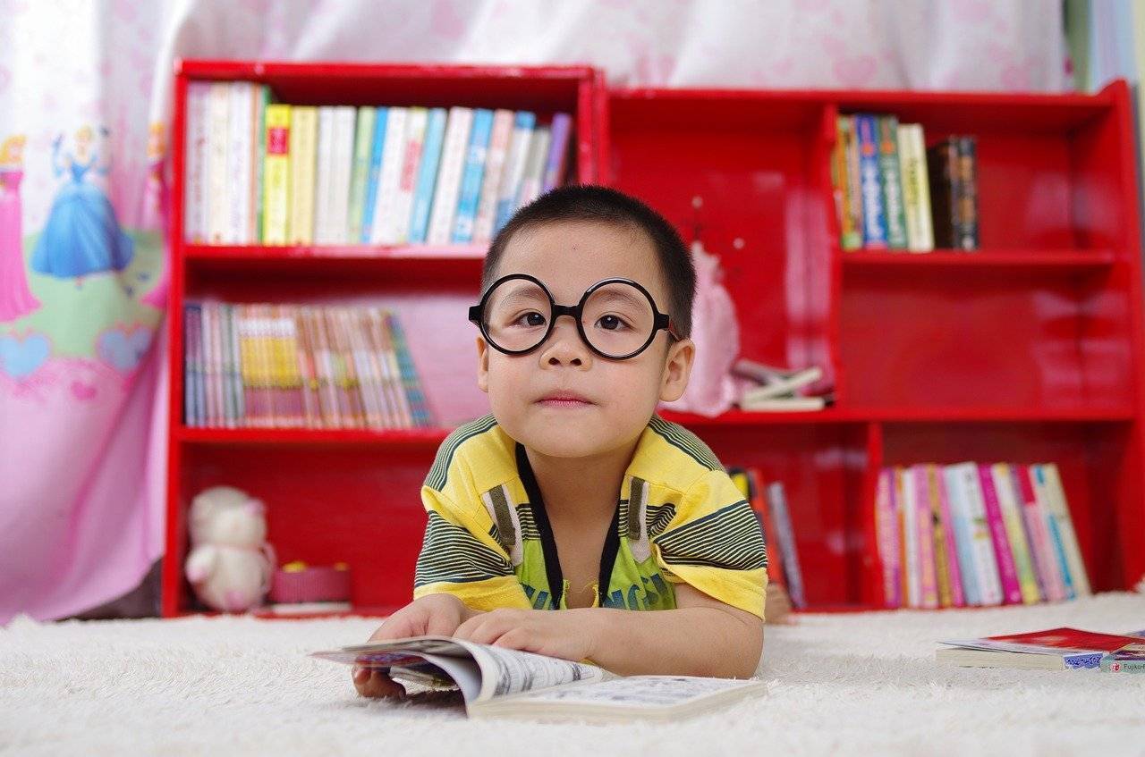 Kids Study Room, Boy Reading Book