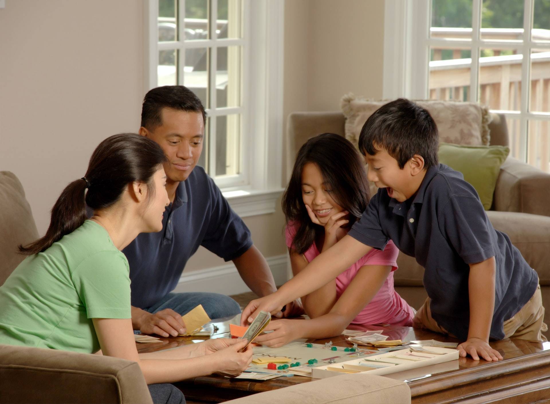 Family members playing game