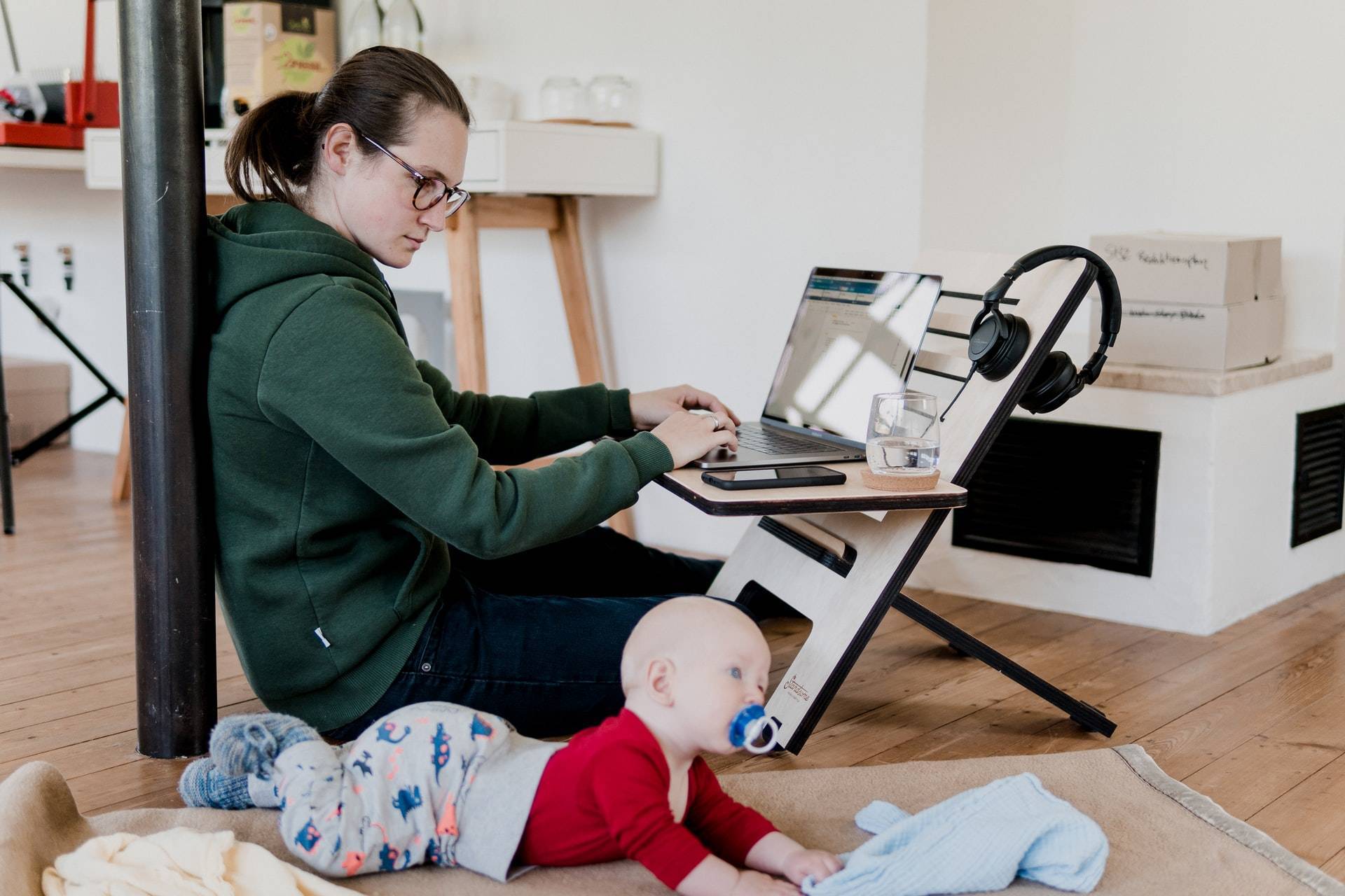 Working mother with baby