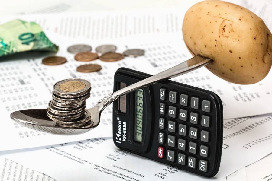 Money and Calculator with Potato