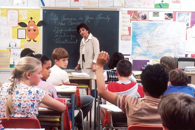 Classroom teaching - Teacher standing in front of students