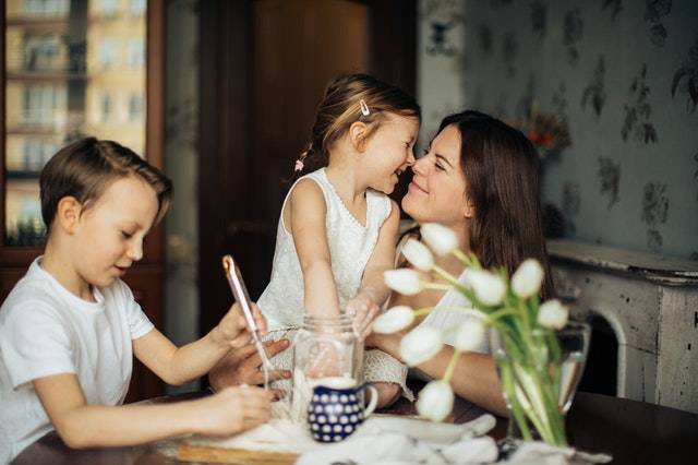 Mother with children