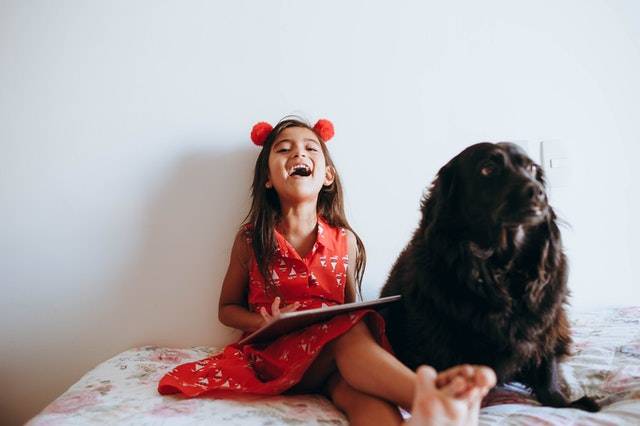 Girl with Emotional Support Animal Dog