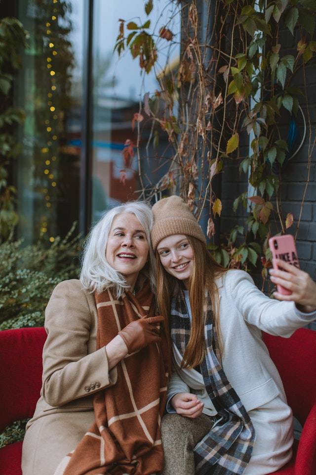 Happy Mom And Daughter Taking Snap