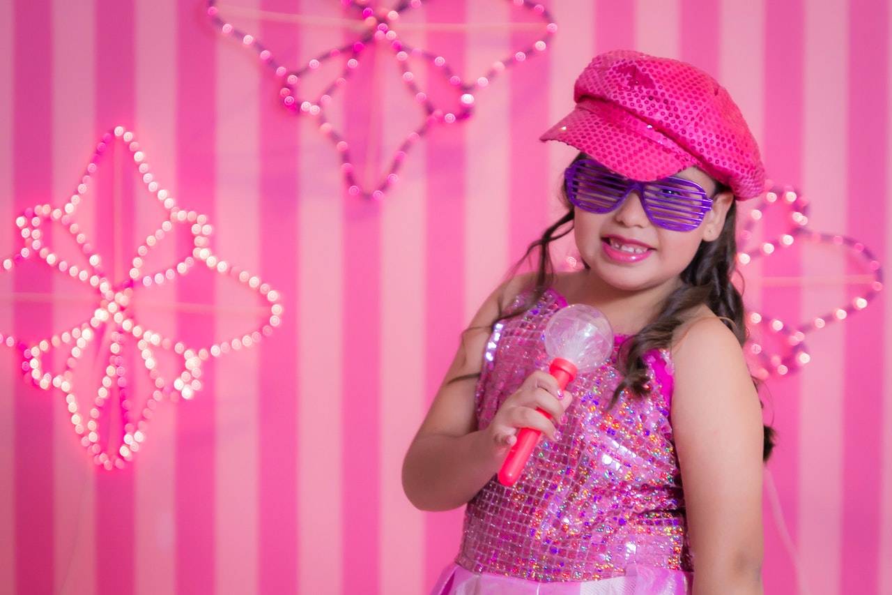 Performing Girl with Microphone