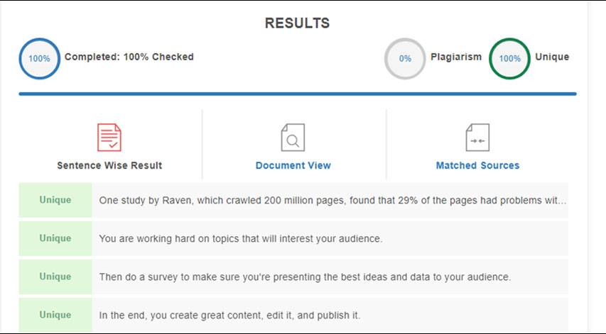 non-plagiarized content