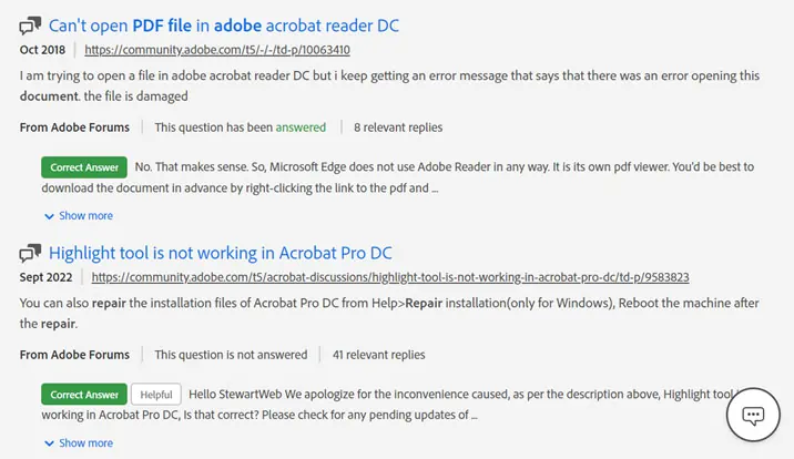 PDF file opening error message