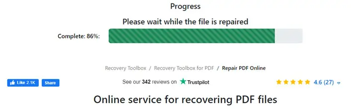 Online service for recovering PDF files