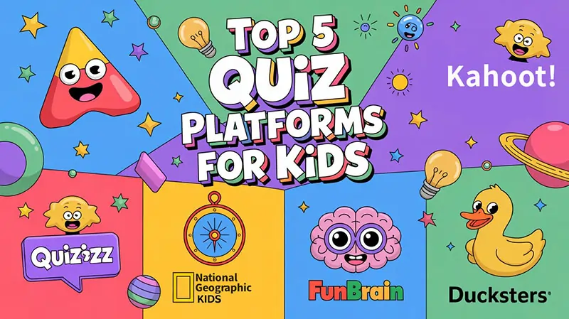 Infographic – “Top 5 Quiz Platforms for Kids”
Include icons for:
Kahoot!
Quizizz
National Geographic Kids
FunBrain
Ducksters