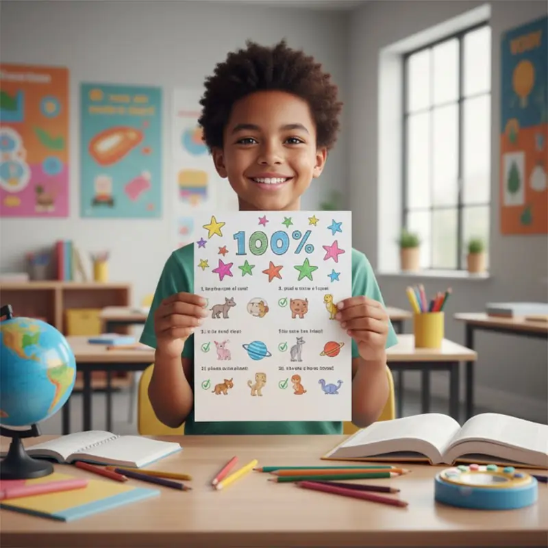 Completed quiz worksheet