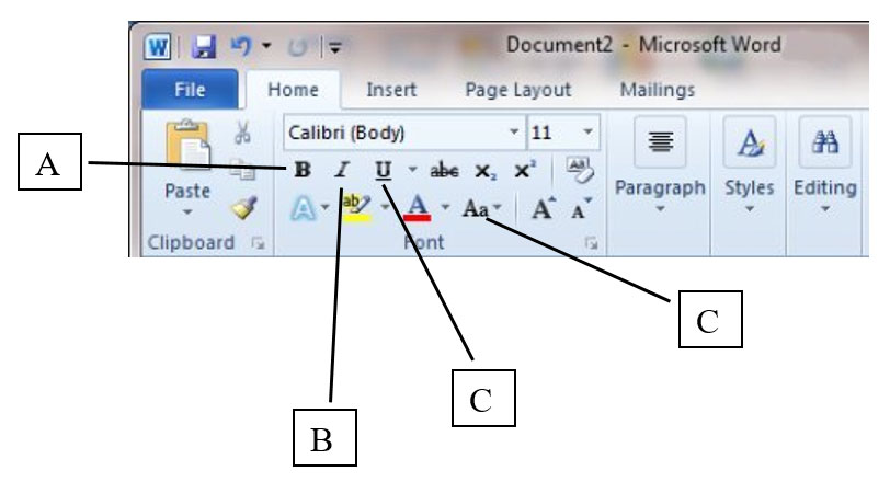 MS Word Tool Menu - ICAS Question