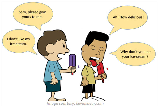 Simple sentences in English - Boys eating ice cream