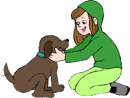girl with black dog