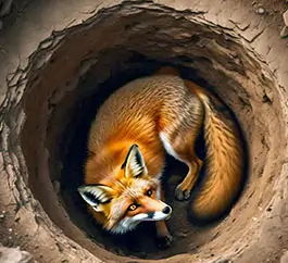 The hungry fox who got caught in the tree trunk