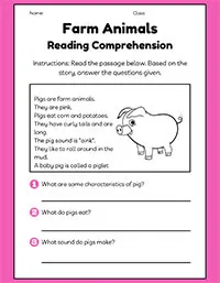Farm Animals Reading Comprehension